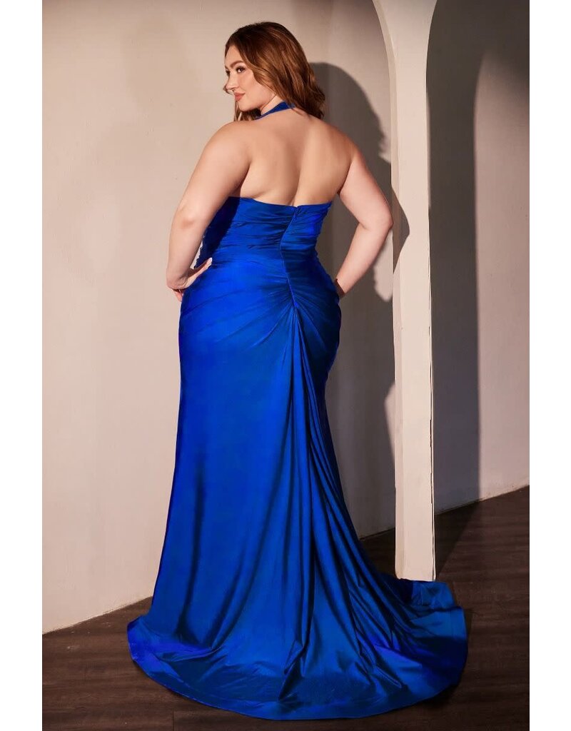 Halter rouched fitted jersey gown CD25796C