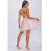 Eureka Spaghetti strap lace/sequin short ballgown EK25152