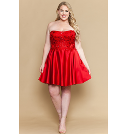 Strapless lace beaded bodice a-line W125220