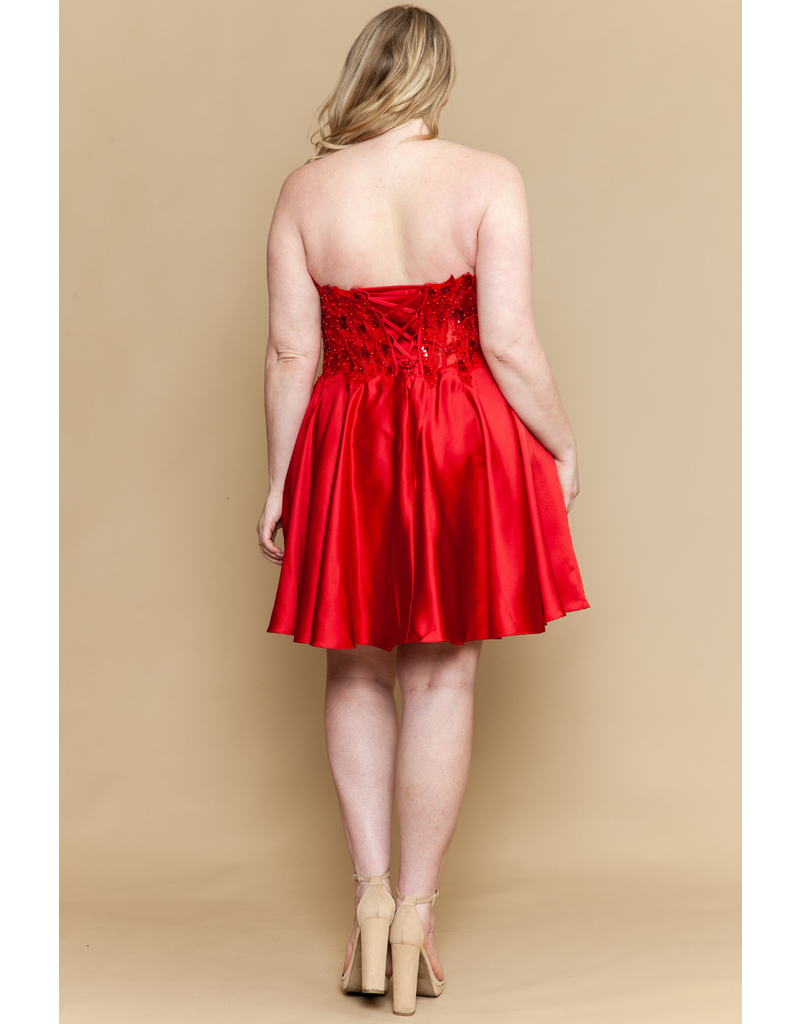 Strapless lace beaded bodice a-line W125220