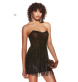 Beaded strapless corset short fringe skirt 492540