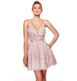 Spaghetti strap 3D floral a-line gown 3025017