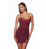 Strapless beaded corset short fitted gown 4025104