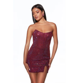 Strapless beaded corset short fitted gown 4025104