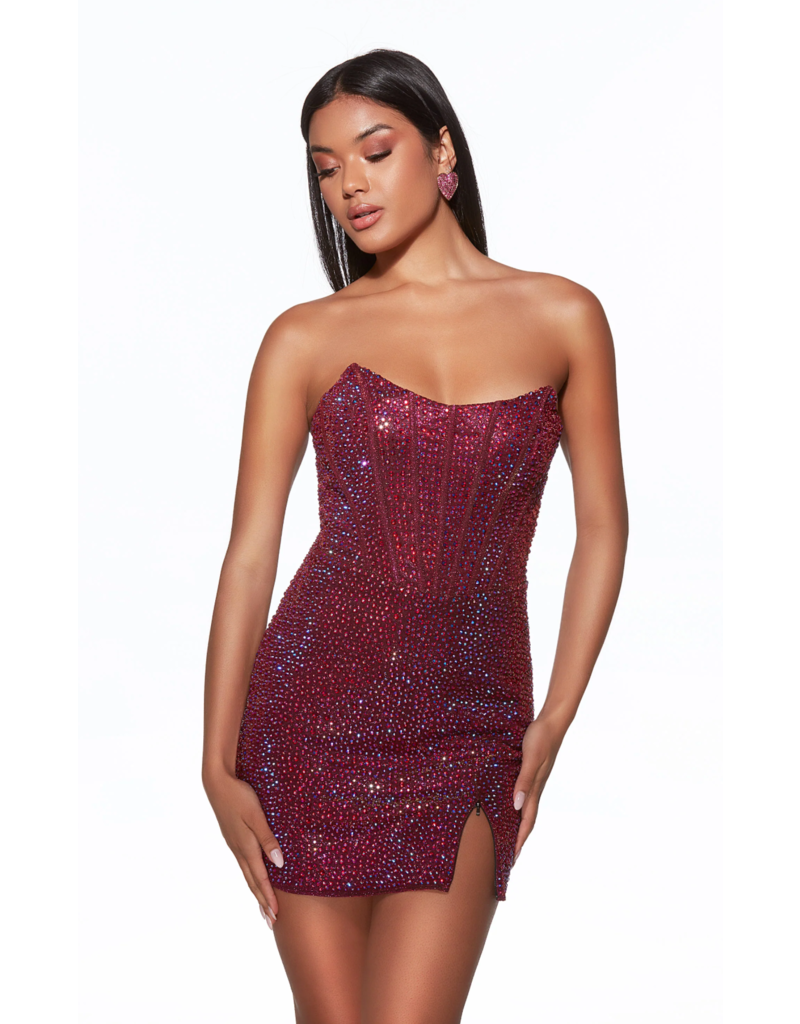 Strapless beaded corset short fitted gown 4025104