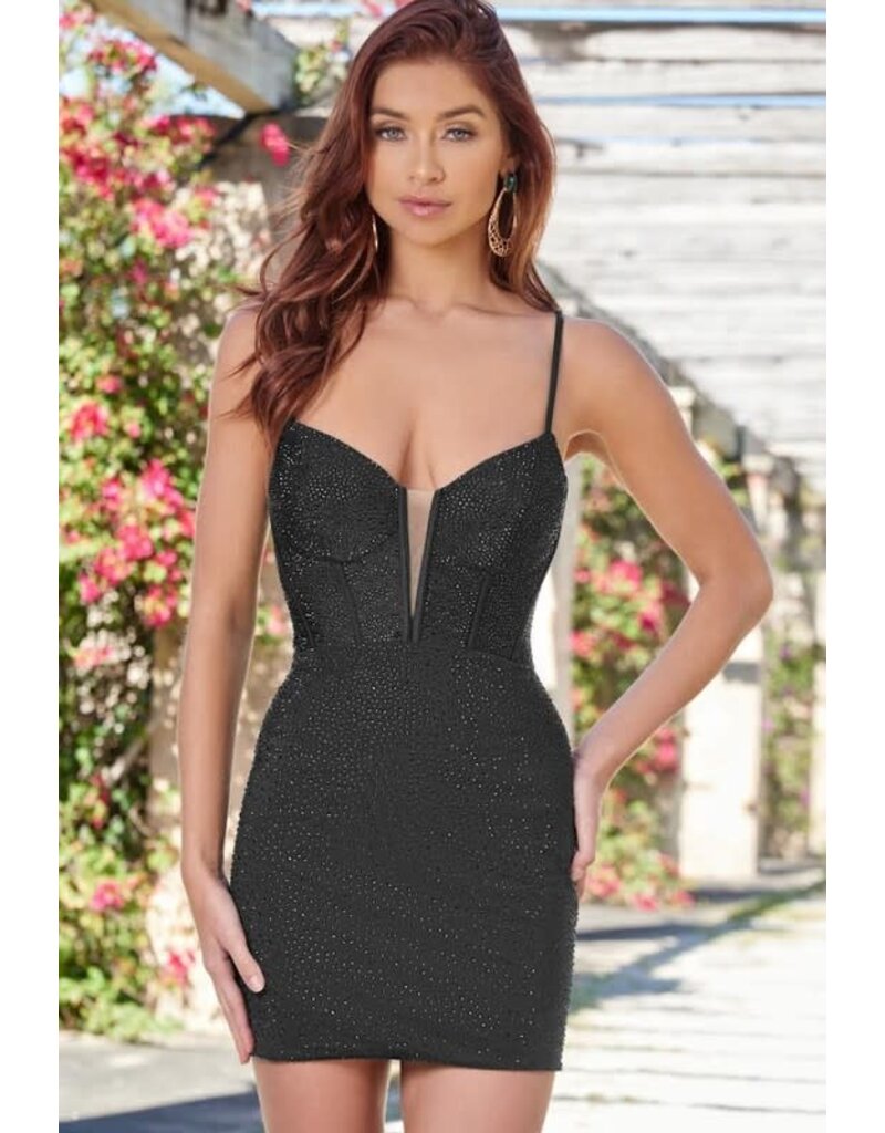 VELVI Beaded corset fitted short gown 6960
