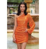 VELVI Sequin one sleeve fitted short gown 3513