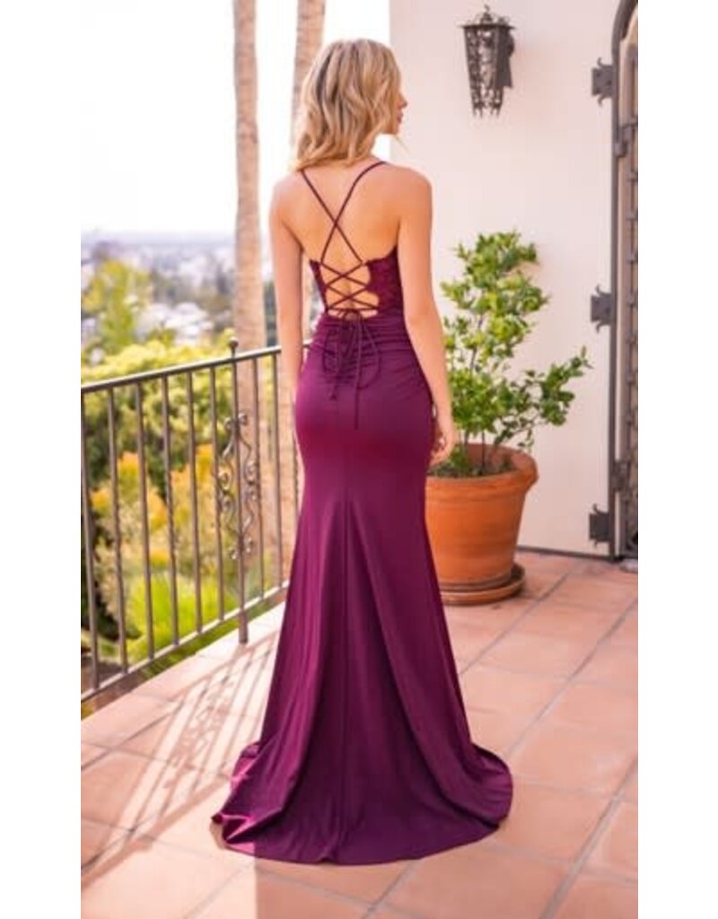 VELVI Sheer lace corset bodice fitted gown 9870