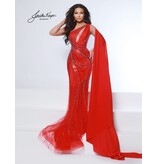 ONE SHLDR, BEADED, CAPE, ZIPPER BCK 3158