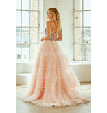AMELIA COUTURE Spaghetti strap beaded bodice ruffle ballgown SU25096