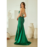 AMELIA COUTURE Spaghetti strap beaded fitted cut out gown 312503