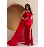 AMELIA COUTURE One shoulder fit & flare gown w/cape 702556