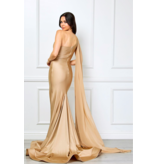 AMELIA COUTURE One shoulder fit & flare gown w/cape 702556