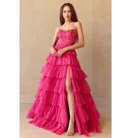 AMELIA COUTURE Strapless sequin corset bodice ruffle ballgown 902553