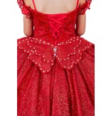 Ruffle back butterfly accent long dress 8120