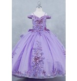 Sequin flower off the shoulder glittler ballgown 8125
