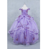 Sequin flower off the shoulder glittler ballgown 8125