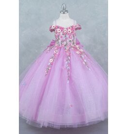 Off the shoulder embroidered tulle ballgown 8260