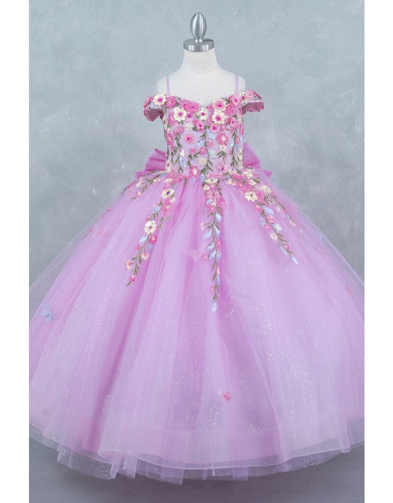 Off the shoulder embroidered tulle ballgown 8260