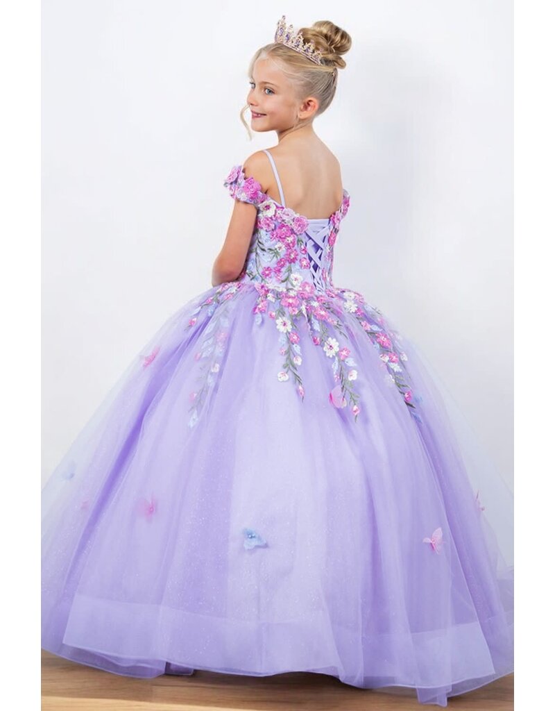 Off the shoulder embroidered tulle ballgown 8260