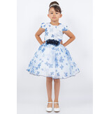 Short sleeve floral short chiffon gown 9161