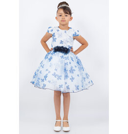 Short sleeve floral short chiffon gown 9161
