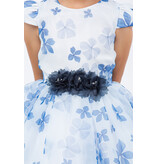 Short sleeve floral short chiffon gown 9161