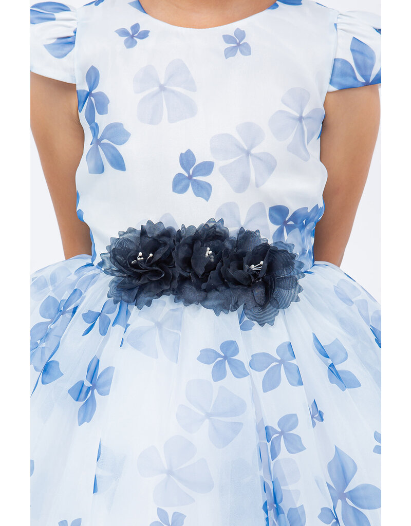 Short sleeve floral short chiffon gown 9161