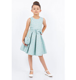 High neck tank jacquard short gown w/bow & bag 9165
