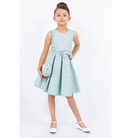 High neck tank jacquard short gown w/bow & bag 9165