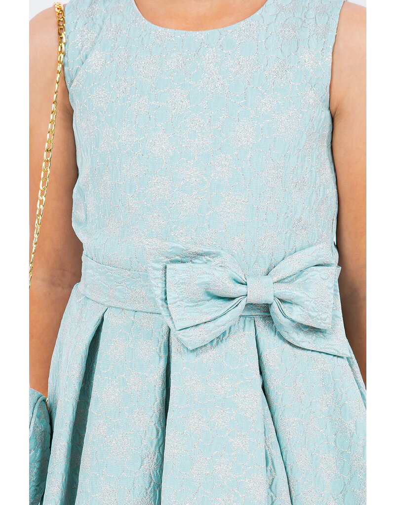 High neck tank jacquard short gown w/bow & bag 9165