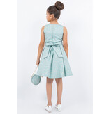 High neck tank jacquard short gown w/bow & bag 9165