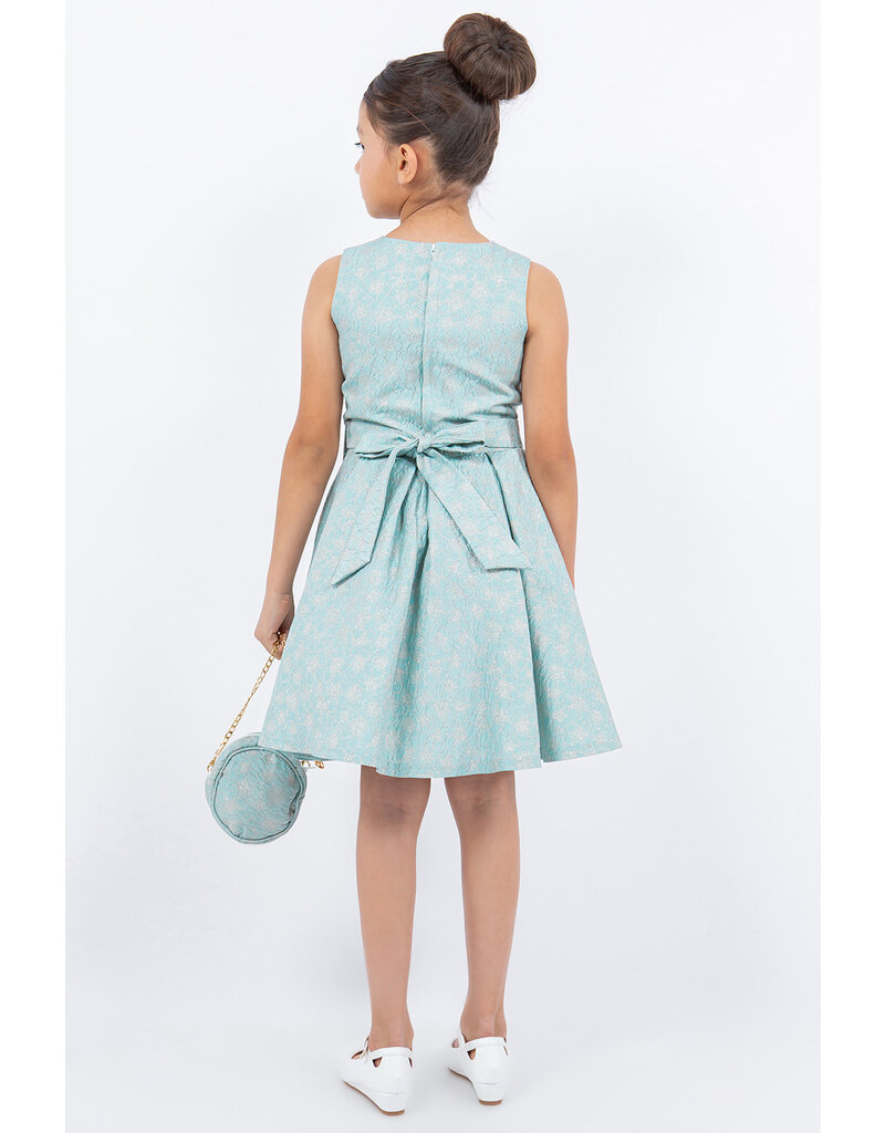 High neck tank jacquard short gown w/bow & bag 9165