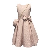 High neck tank jacquard short gown w/bow & bag 9165