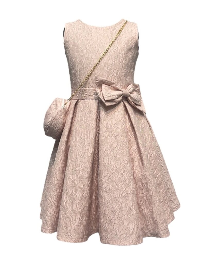 High neck tank jacquard short gown w/bow & bag 9165