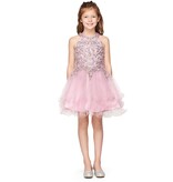 High neck embroidered sequin tulle gown 5100X