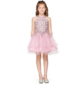 High neck embroidered sequin tulle gown 5100X