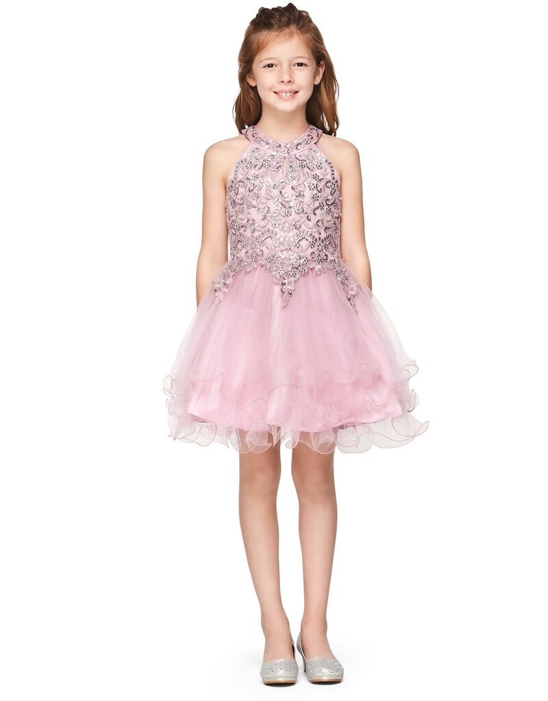 High neck embroidered sequin tulle gown 5100X
