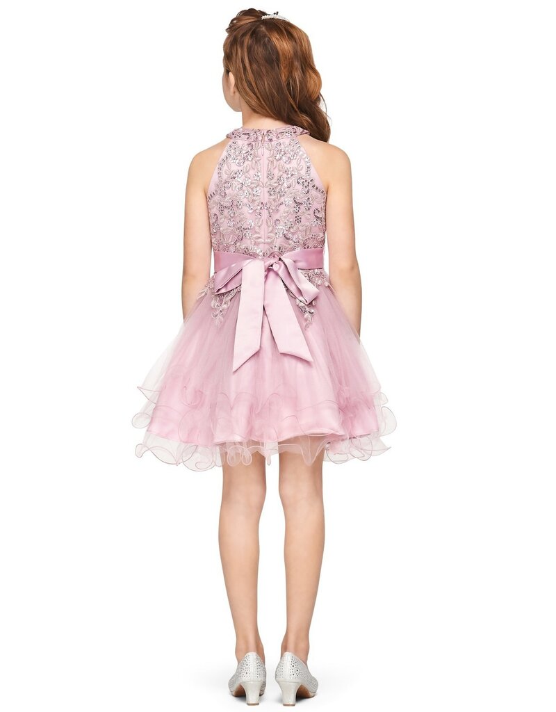 High neck embroidered sequin tulle gown 5100X