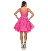 Tank V-neck glitter mesh a-line short gown 802547J