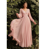 Long sleeve rouched chiffon a-line CD250192