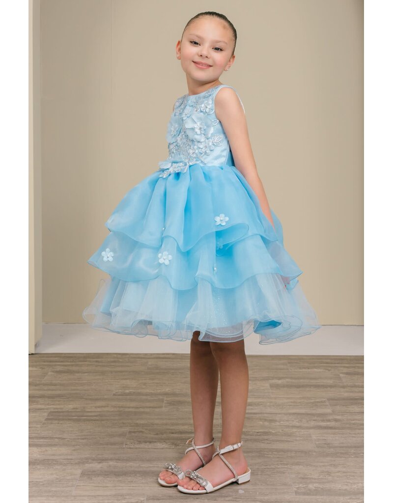 High neck lace tank tulle ruffle short gown 9176