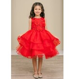 High neck lace tank tulle ruffle short gown 9176