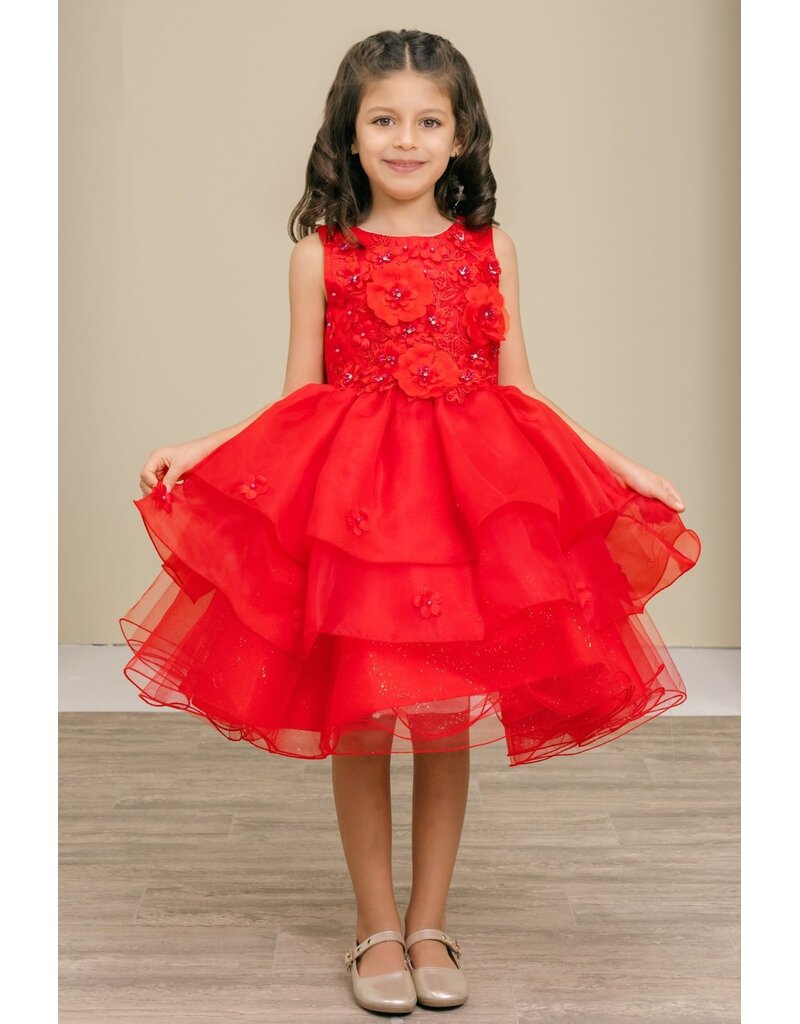 High neck lace tank tulle ruffle short gown 9176