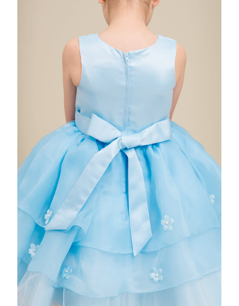 High neck lace tank tulle ruffle short gown 9176