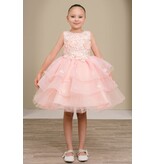 High neck lace tank tulle ruffle short gown 9176