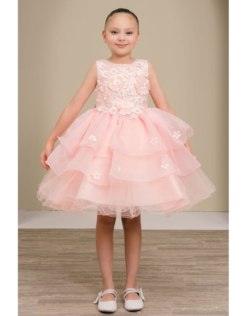 High neck lace tank tulle ruffle short gown 9176