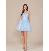 Sequin lace corset bodice a-line short gown H846W