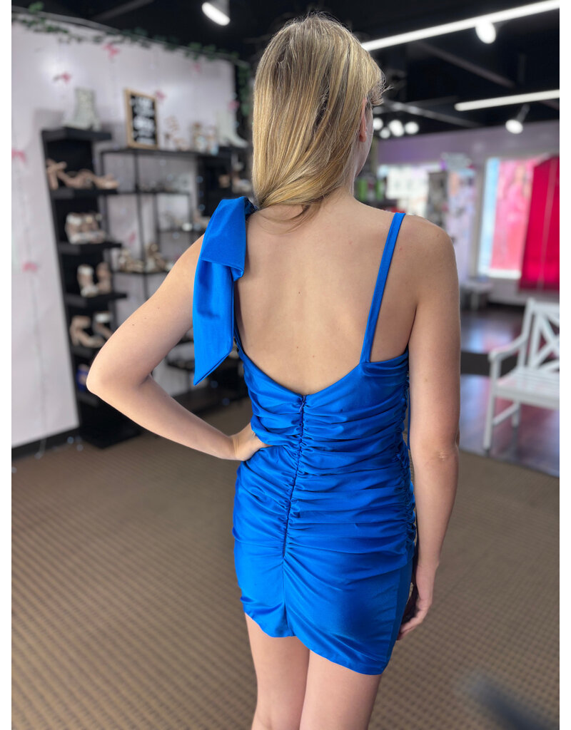 JESSICA ANGEL One shoulder bow, rouched fitted short gown 262522