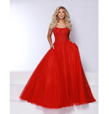 LYDA Lace Ballgown, scoop neckline, Lace up back, 90005